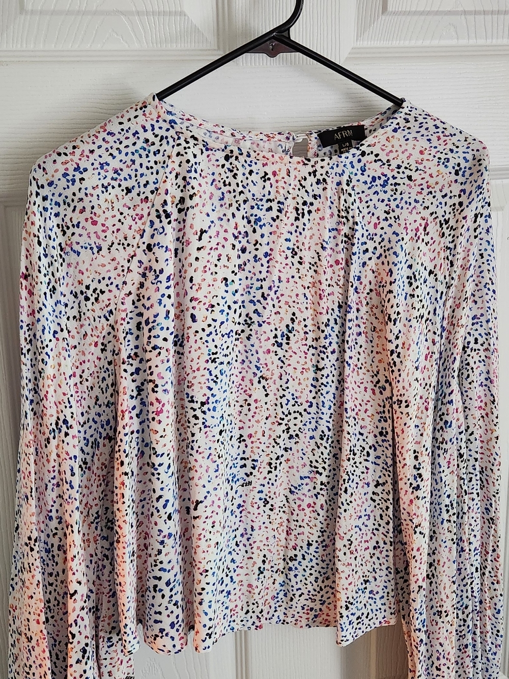 AFRM Cream Long-Sleeve Top with Multicolor Speckle